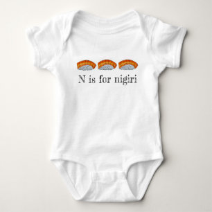 N is for Nigiri Salmon Sushi Japanese Food Fish Baby Bodysuit