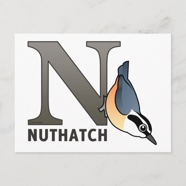 N is for Nuthatch Postcard (Front)