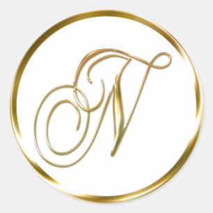 N Monogram Faux Gold Envelope Or Favour Seal