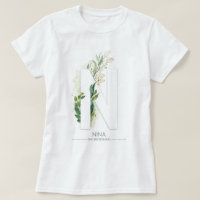 N Monogram Gold Greenery Leaves Elegant