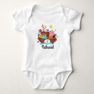 N Monogram Noah's Ark Personalised Baby T-shirt Baby Bodysuit