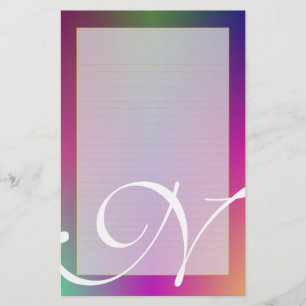 N Monogram "Purple Metallic" Fine Lined Stationery