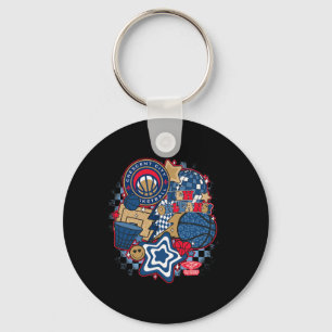 N New Orleans Pelicans Psychedelic Sketll Collage  Key Ring