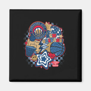 N New Orleans Pelicans Psychedelic Sketll Collage Magnet