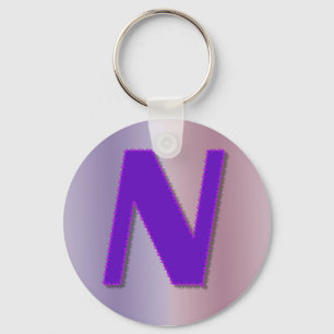 N purple monogram key ring