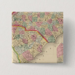 N & S Carolina Map by Mitchell 15 Cm Square Badge
