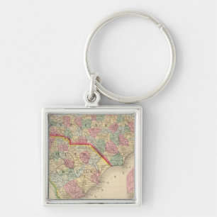 N & S Carolina Map by Mitchell Key Ring