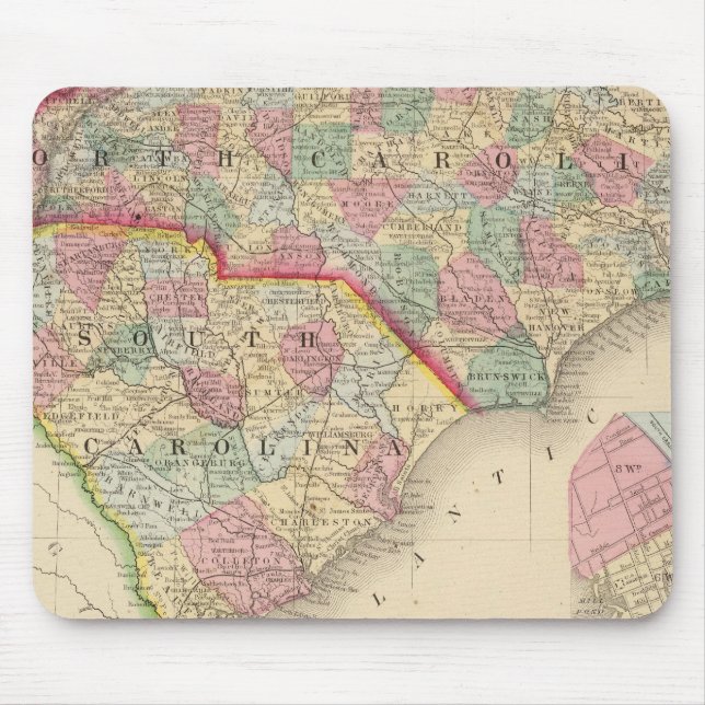 N & S Carolina Map by Mitchell Mouse Pad (Front)