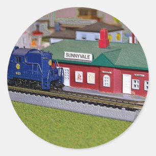 N Scale Model Train Village Classic Round Sticker