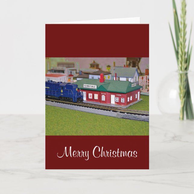 N Scale Model Train Village Holiday Card (Front)
