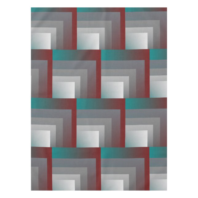 N - teal grey burgundy tablecloth (Front)