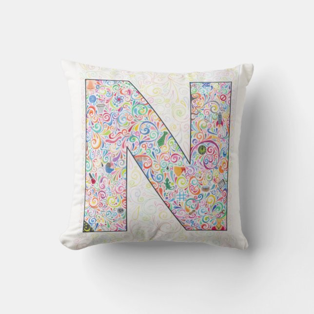 "N" Throw Pillow (Front)