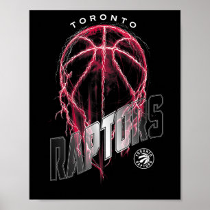 N Toronto Raptors Lightning Bolt Sketll Logo Poster