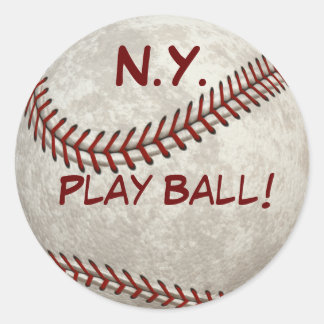 N.Y. Baseball "Play Ball!" American Past-time Classic Round Sticker
