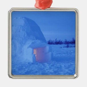 NA, Canada, Manitoba, Churchill. Arctic igloo Metal Ornament
