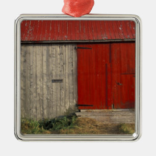 NA, Canada, New Brunswick, Shepody. Red barn Metal Ornament