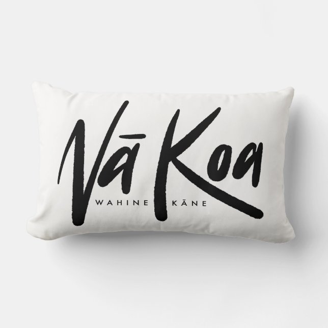 Na Koa Throw Pillow (Black on White) (Front)