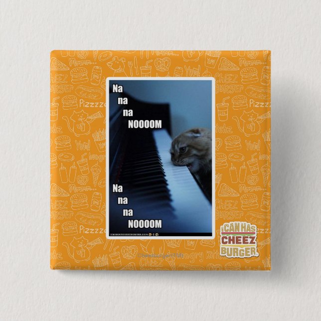 Na na na nooom 15 cm square badge (Front)