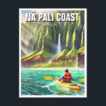 Nā Pali Coast Kauai Hawaii Travel Kayak Postcard<br><div class="desc">The Nā Pali Coast on the Hawaiian island of Kauaʻi is one of the most breathtaking natural wonders in the world. Stretching approximately 17 miles along the island’s northwestern shore, this rugged coastline is chraacterised by dramatic sea cliffs (pali in Hawaiian) that rise as high as 4, 000 feet above...</div>