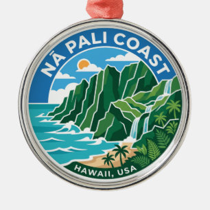 Nā Pali Coast Kauai Hawaii USA Metal Ornament