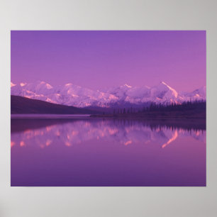 NA, USA, Alaska, Denali NP, Wonder Lake, Evening Poster