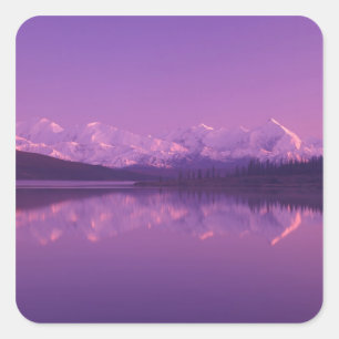 NA, USA, Alaska, Denali NP, Wonder Lake, Evening Square Sticker