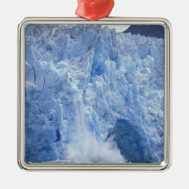 NA, USA, Alaska. Glacier crumbling into water Metal Ornament (Front)