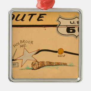 NA, USA, Arizona, Holbrook Route 66 road mural Metal Ornament