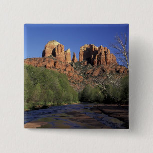 NA, USA, Arizona, Sedona. Cathedral Rock and Oak 15 Cm Square Badge