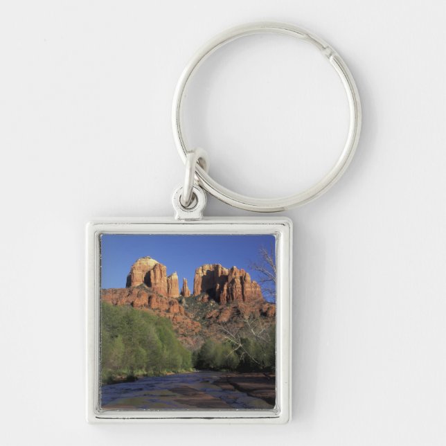 NA, USA, Arizona, Sedona. Cathedral Rock and Oak Key Ring (Front)