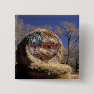 NA, USA, Colorado, Gunnison. Patriotic hay roll 15 Cm Square Badge