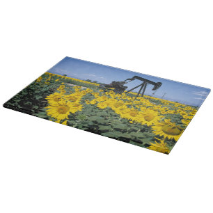 Na, USA, Colorado, Sunflowers, Oil Derrick Cutting Board