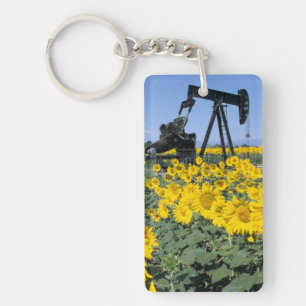 Na, USA, Colorado, Sunflowers, Oil Derrick Key Ring