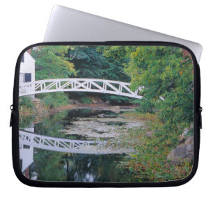NA, USA, Maine. Bridge over pond in Somesville. Laptop Sleeve
