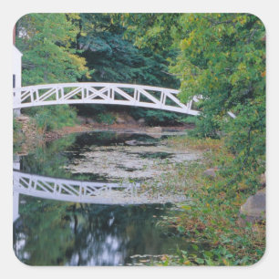 NA, USA, Maine. Bridge over pond in Somesville. Square Sticker
