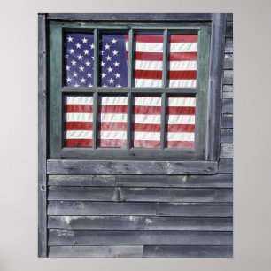 NA, USA, Maine, Georgetown Island. Flag of the Poster