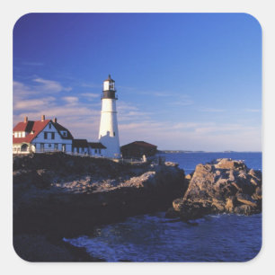 NA, USA, Maine. Portland Head lighthouse. Square Sticker