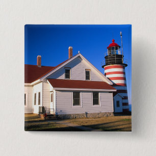 NA, USA, Maine. West Quoddy lighthouse near 15 Cm Square Badge