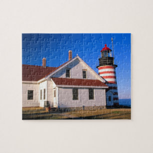 NA, USA, Maine.  West Quoddy lighthouse near Jigsaw Puzzle