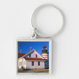 NA, USA, Maine. West Quoddy lighthouse near Key Ring
