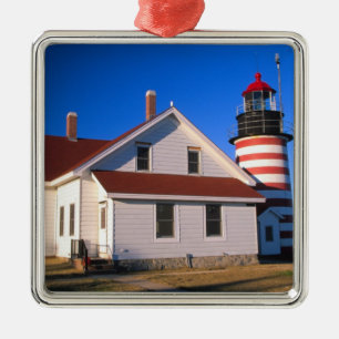 NA, USA, Maine. West Quoddy lighthouse near Metal Ornament