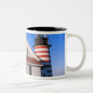 NA, USA, Maine. West Quoddy lighthouse near Two-Tone Coffee Mug