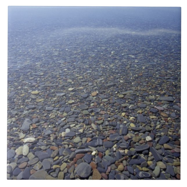 NA, USA, Montana, Glacier NP Rocks in Lake Ceramic Tile (Front)