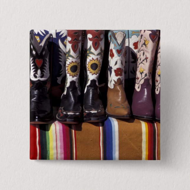 NA, USA, New Mexico, Santa Fe. Cowboy boots 15 Cm Square Badge (Front)