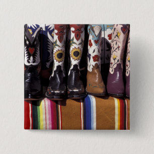 NA, USA, New Mexico, Santa Fe. Cowboy boots 15 Cm Square Badge