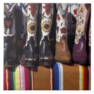 NA, USA, New Mexico, Santa Fe. Cowboy boots Ceramic Tile