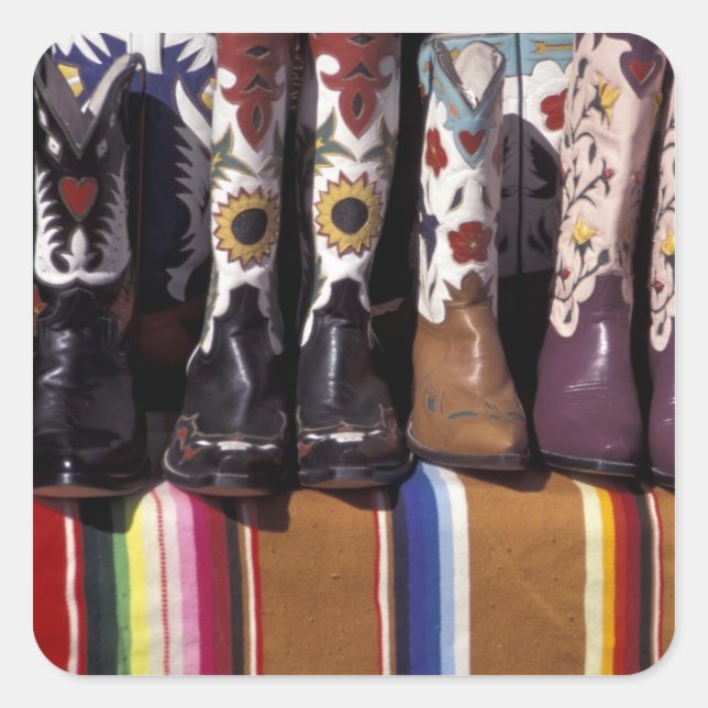 NA, USA, New Mexico, Santa Fe. Cowboy boots Square Sticker (Front)