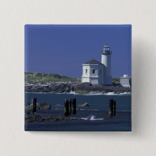 NA, USA, Oregon, Bandon, Coquille Lighthouse 15 Cm Square Badge