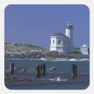 NA, USA, Oregon, Bandon, Coquille Lighthouse Square Sticker