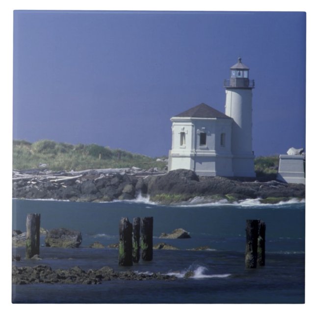 NA, USA, Oregon, Bandon, Coquille Lighthouse Tile (Front)